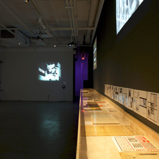 Installation view of Sensing the Future: Moholy-Nagy, Meida and the Arts curated by Oliver A. I. Botar at Plug In ICA, 2014.