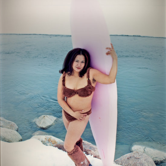 Lori Blondeau, The Lonely Surfer Squaw, 1997 (durotrans on light box). Image Courtesy of the Artist