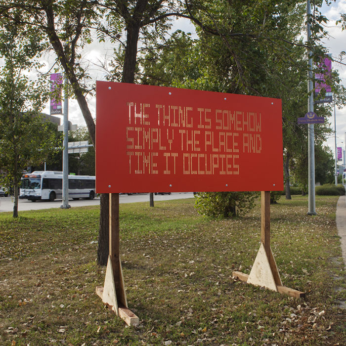 Raymond Boisjoly, An artwork in five parts Text-based sculptures in four locations