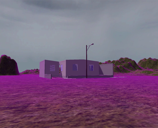 3D rendering of a house, the area it is on is highlighted purple